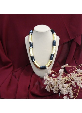 Collar en acero dorado y negro