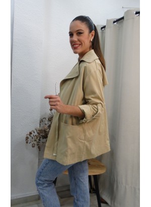 Gabardina Casual Beige | Chaqueta Trench con Cordón Ajustable