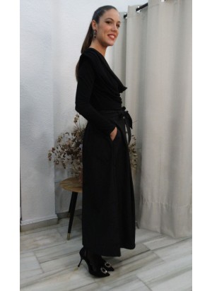 Falda Negra Plisada de Fiesta con Lazada en la Cintura | Elegancia Total