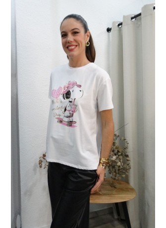Camiseta de Manga Corta Snoopy " Wonderful Day"