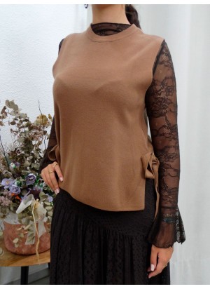 Chaleco de Mujer en Color Camel con Lazos Laterales | Moda Mujer