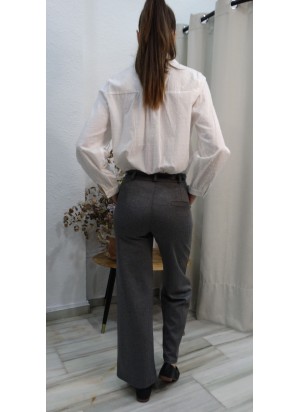 Pantalón de Vestir Gris de Corte Recto para Mujer