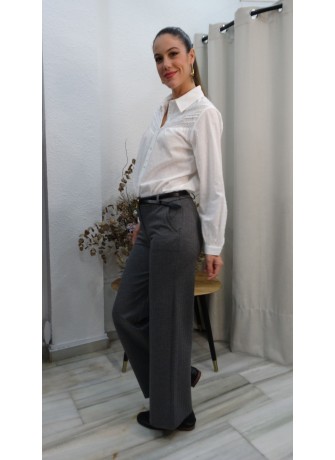 Pantalón de Vestir Gris de Corte Recto para Mujer