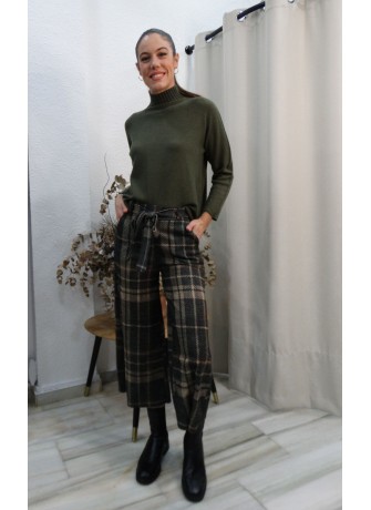 Pantalón de Cuadros Mujer en Tonos Verdes |  Compra Online