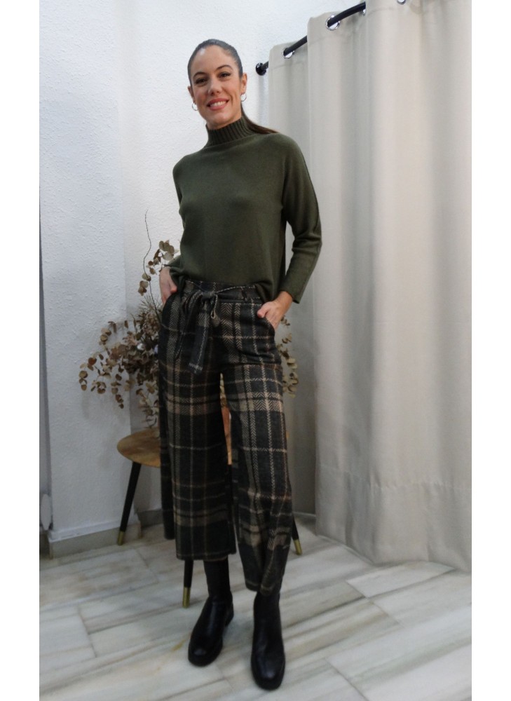 Pantalón de Cuadros Mujer en Tonos Verdes |  Compra Online