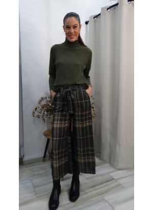 Pantalón de Cuadros Mujer en Tonos Verdes |  Compra Online