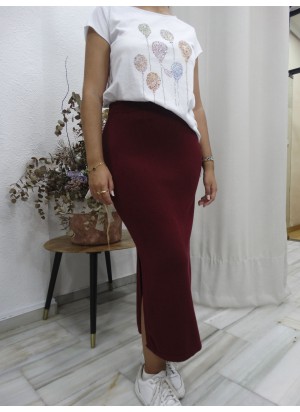 Falda Punto Burdeos