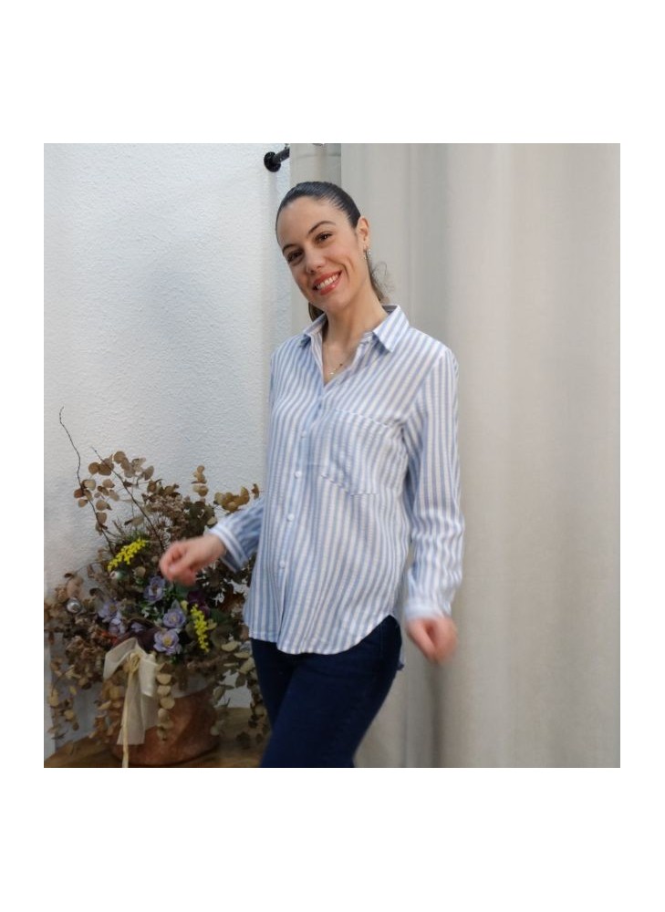 Camisa de Rayas Azules y Blancas para Mujer | Airemoda