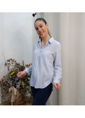 Camisa de Rayas Azules y Blancas para Mujer | Airemoda