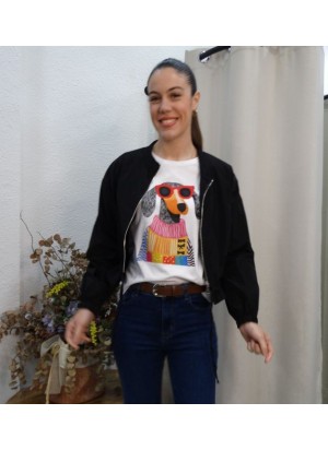 Chaqueta Bomber Negra Ligera Para Mujer | Airemoda