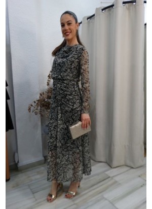 Vestido Largo Estampado Blanco y Negro | Nueva Colección ( Airemoda )