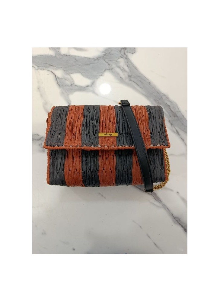Bolso de Hombro a Rayas Marrón y Negro con Cadena Dorada | Airemoda