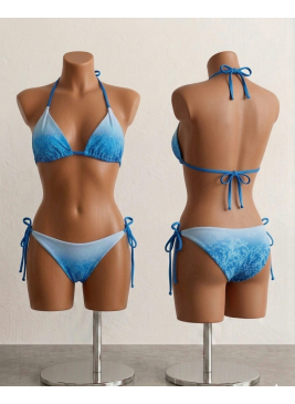 Bikini Triangular Azul Coral Degradado Incluye Pareo