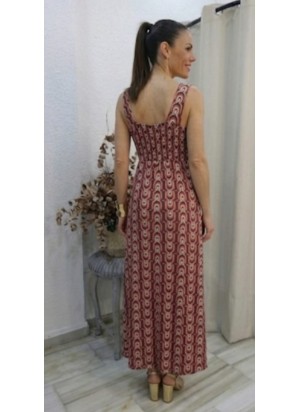 Vestido Largo sin Mangas con Estampado Geométrico