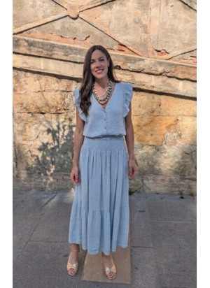 Conjunto Casual Azul Cielo | Estilo Romántico y Versátil
