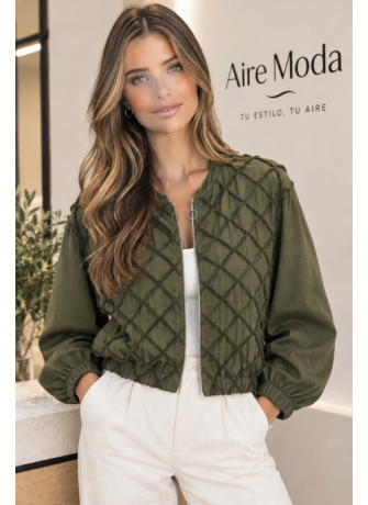 Bomber Estilo Casual con Patrón Geométrico