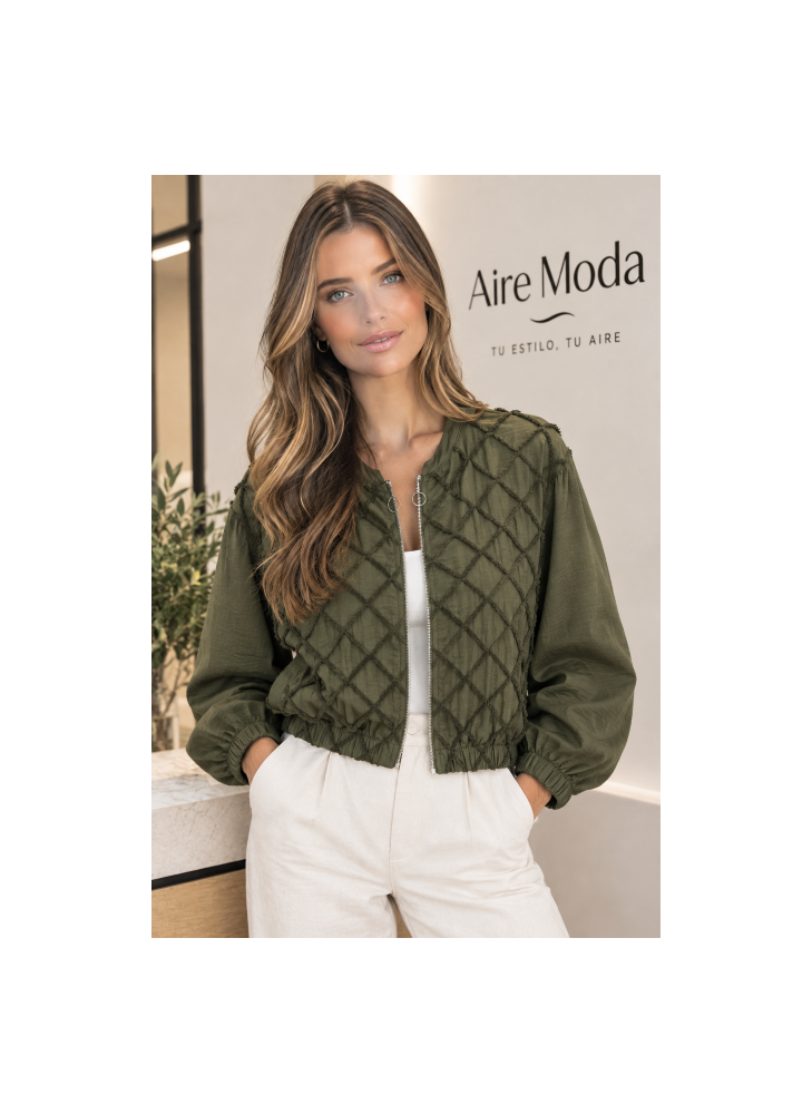 Bomber Estilo Casual con Patrón Geométrico