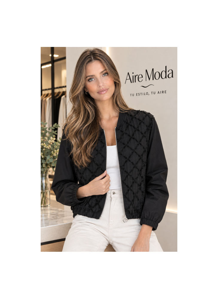 Bomber Estilo Casual con Patrón Geométrico