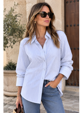 Camisa a Rayas Azules y Blancas Tipo Oversize | Moda Mujer